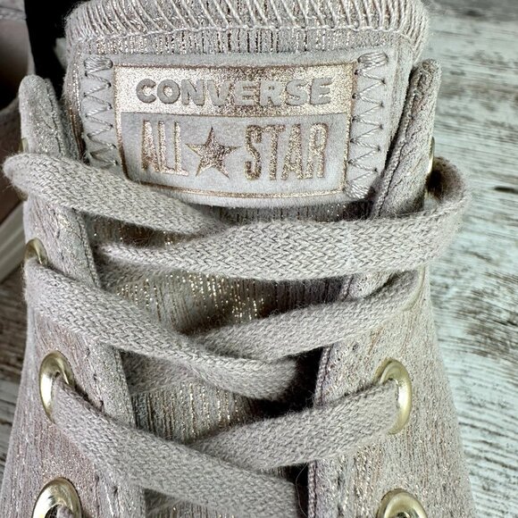 Converse CTAS Precious Metal Suede Lo Shoe Sneaker Women's 8 Taupe Metallic - Picture 7 of 13